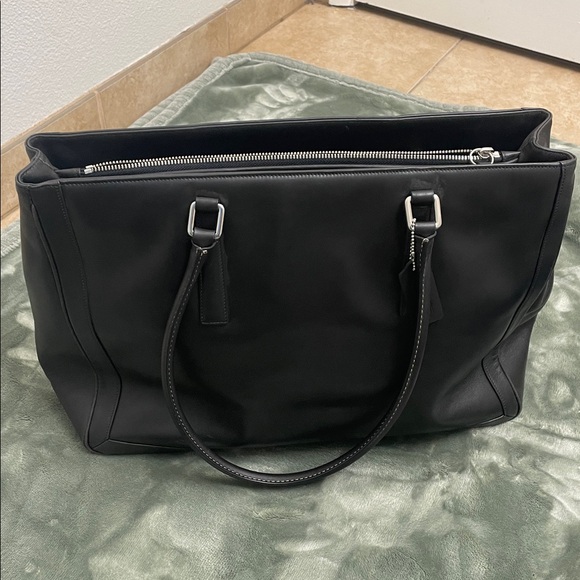 Coach Black Leather Handbag with Silver Accents